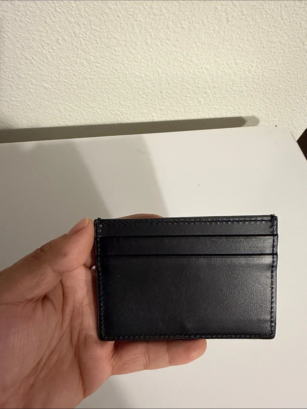 Gucci Black Leather Card Sleeve with Gold Logo Accent